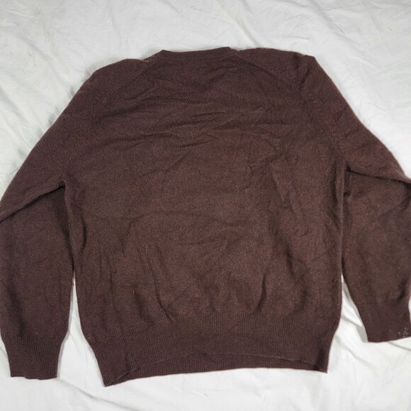 Daniel Cremieux Mens Large Signature Collection Brown Cashmere V Neck Sweater - Picture 2 of 8